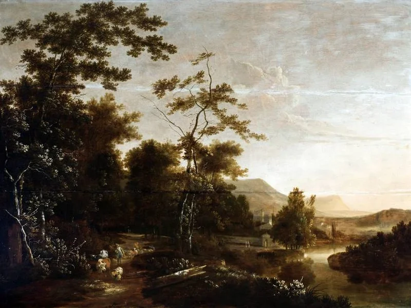 1634-Adam Colonia - Paesaggio italiano con pastore e bovini